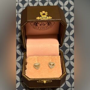 Antique Juicy Couture Heart Crystal Stud Earrings